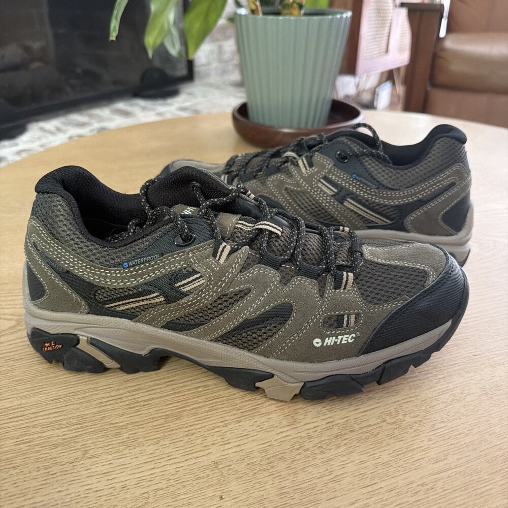 Hi-Tec Apex Low WP Mens 8.5 Olive Brown Waterproof Hiking Shoes CH80047M-T
